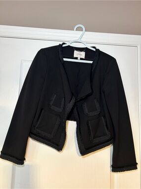 Dorothee Schumacher Black Fringed Crop Jacket / Blazer M-L